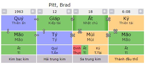 Tứ trụ của diễn viên nổi tiếng Brad Pitt