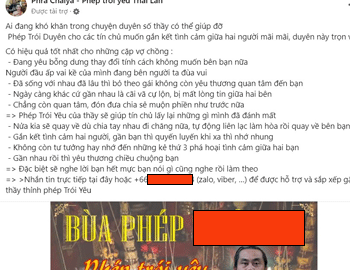 Khi thấy quảng cáo bùa ngải trên FB, hãy bấm báo cáo FB ngăn chặn